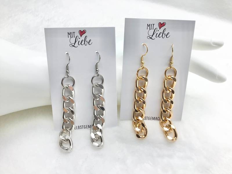 Ohrringe Silber Hängende Gliederkette, Gold Ohrringe, Edelstahl, Statement von MinordetailsDesigns
