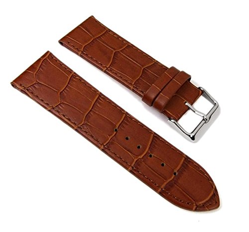 Big Fashion Louisiana Prägung Uhrenarmband Kalbsleder Band Braun 21934S, Anstoß:24 mm von Minott