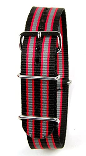 Durchzugsband Outdoor | Outdoorband mit Edelstahlschlaufen 18mm - 24mm - schwarz/grau/rot, Stegbreite:22mm von Minott