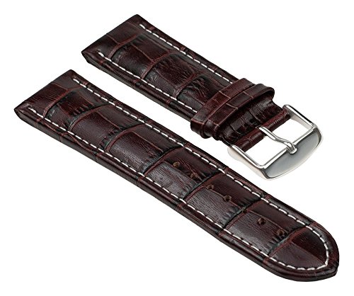 Uhrenarmband Leder Band Braun mit Alligator Narbung 25842S, Stegbreite:22mm von Minott