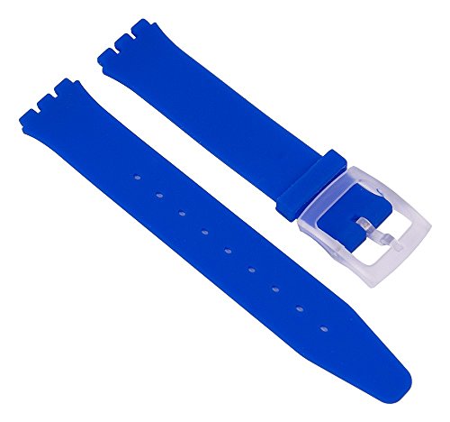 Minott Uhrenarmband Silikon Band Blau passend zu Swatch Uhren Skin 16 mm 27172 von Minott