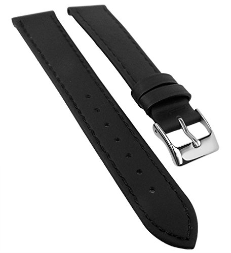 Minott Uhrenarmband 14mm - 22mm | Leder, schwarz mit Naht, wasserabweisend 32156, Stegbreite:18mm von Minott