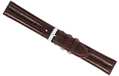 Uhrenarmband Bisonleder Band mit Doppelwulst - Dunkelbraun 24384S, Stegbreite:22mm von Minott