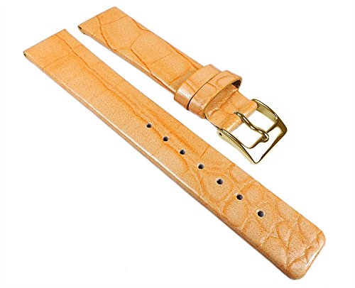 Minott Uhrenarmband Leder Band Apricot, glänzend mit Kroko Prägung 25260G, Stegbreite:14mm von Minott