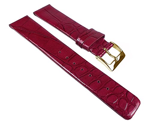 Uhrenarmband Leder Band Rot, glänzend mit Kroko Prägung 25266G, Stegbreite:18mm von Minott
