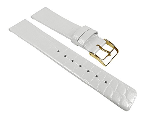 Minott Uhrenarmband Leder Band Weiß, glänzend mit Kroko Prägung 25268G, Stegbreite:22mm von Minott