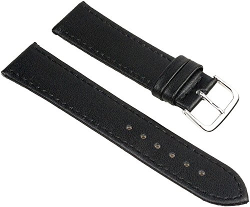 Minott Uhrenarmband Leder schwarz mit Ton-in-Ton-Ziernaht 25607S, Stegbreite:12mm von Minott