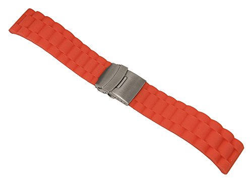 Minott | Uhrenarmband Silikon Band orange mit Sicherheitfaltschließe 28199S, Stegbreite:20mm von Minott