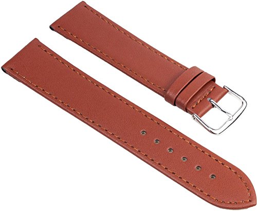 Uhrenarmband XL Leder Braun mit Ton-in-Ton-Ziernaht 25611S, Stegbreite:22mm von Minott