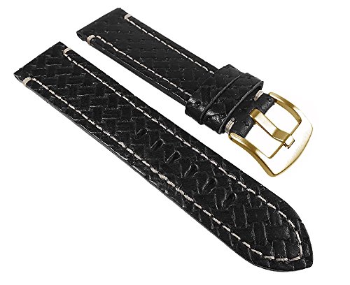 Everest Uhrenarmband Leder/Kautschuk Mix schwarz, mit Ziernaht 24940G /P, Stegbreite:22mm von Minott