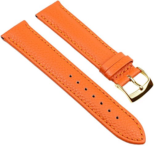 Fashion Uhrenarmband Rindsleder Band Orange 25473G, Stegbreite:16mm von Minott