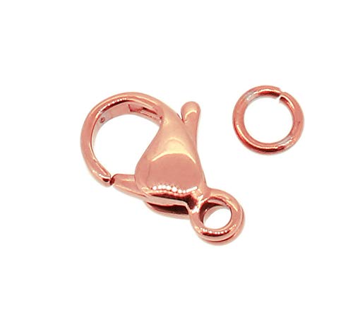 Minott 1 x Karabiner mit Öse 13mm PVD rosegoldfarben Edelstahl gewölbte Form von Minott