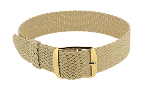 Minott Durchzugsband | Ersatzband beige geflochten | Perlonband 32991, Stegbreite:18mm, Schließe:Gelbgolden von Minott