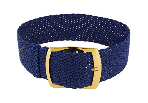 Minott Durchzugsband | Ersatzband blau geflochten | Perlonband 32992, Stegbreite:18mm, Schließe:Gelbgolden von Minott