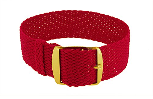 Minott Durchzugsband | Ersatzband rot geflochten | Perlonband 32998, Stegbreite:20mm, Schließe:Gelbgolden von Minott