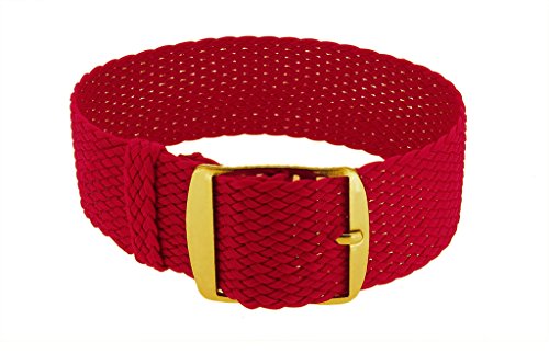 Minott Durchzugsband | Ersatzband rot geflochten | Perlonband 32998, Stegbreite:22mm, Schließe:Gelbgolden von Minott