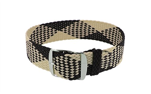 Minott Durchzugsband | Ersatzband schwarz-beige geflochten | Perlonband 32473, Stegbreite:20mm, Schließe:Silbern von Minott