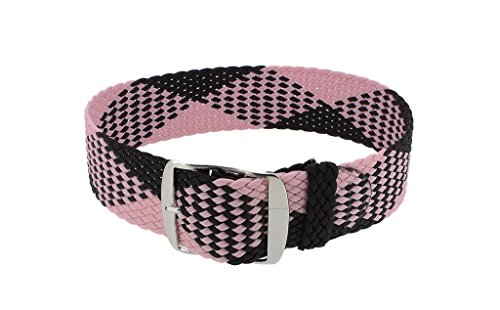 Minott Durchzugsband | Ersatzband schwarz-rosa geflochten | Perlonband 32476, Stegbreite:20mm, Schließe:Silbern von Minott