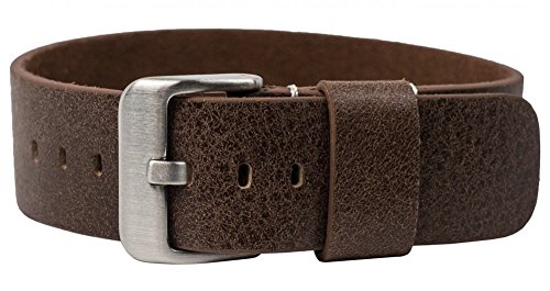 Minott Durchzugsband Leder Vintage-Look braun in 18mm 20mm und 22mm - 28950S, Stegbreite:22mm von Minott