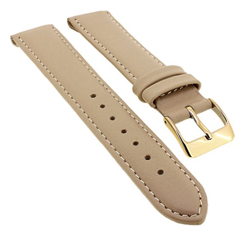 Minott Ersatzband Clipband aus Leder in beige mit Ton in Ton Naht > 33125, Stegbreite:20mm, Schließe:Gelbgolden von Minott