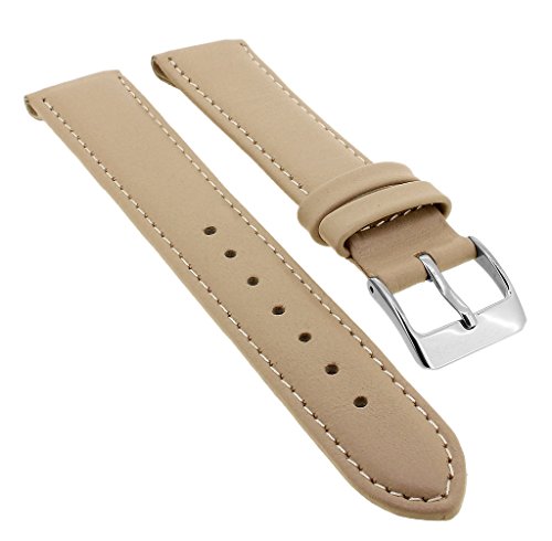 Minott Ersatzband Clipband aus Leder in beige mit Ton in Ton Naht > 33125, Stegbreite:20mm, Schließe:Silbern von Minott