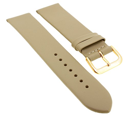 Minott Ersatzband Uhrenarmband aus Leder in beige Dornschließe > 33126, Stegbreite:20mm, Schließe:Gelbgolden von Minott