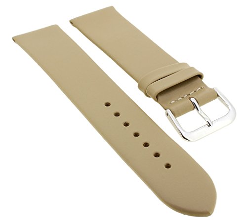 Minott Ersatzband Uhrenarmband aus Leder in beige Dornschließe > 33126, Stegbreite:20mm, Schließe:Silbern von Minott