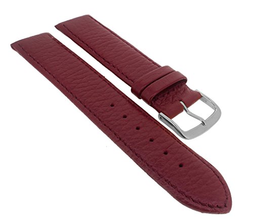 Minott Ersatzband Uhrenarmband | Hirschleder Bordeaux genarbt mit Naht 32253S/G, Stegbreite:12mm, Schließe:Silbern von Minott