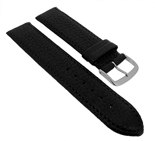 Minott Ersatzband Uhrenarmband 12mm - 20mm | Hirschleder schwarz genarbt mit Naht 32244S, Stegbreite:12mm von Minott