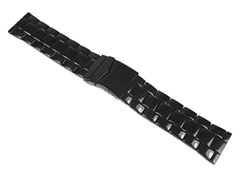 Minott Uhrenarmband Edelstahl Band - Massiv schwarz mit Sicherheitsfaltschließe, Stegbreite:22mm von Minott