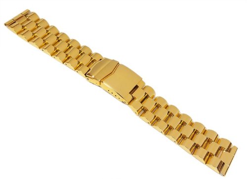 Minott Uhrenarmband Edelstahl Band - Massiv mit Sicherheitsfaltschließe Gelbgoldfarben 24318, Stegbreite:18mm von Minott