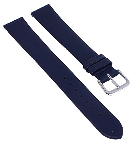 Minott Ersatzband Uhrenarmband Leder Band XL dunkelblau ohne Naht weich glatt 29665, Stegbreite:12mm, Schließe:Silbern von Minott