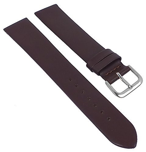 Minott Ersatzband Uhrenarmband Leder Band XL Dunkelbraun ohne Naht weich glatt 29683, Stegbreite:20mm, Schließe:Silbern von Minott