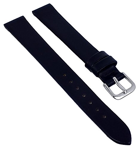 Minott Ersatzband Uhrenarmband Leder Band XL schwarz ohne Naht weich glatt 29684, Stegbreite:20mm, Schließe:Silbern von Minott