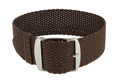 Minott Ersatzband Uhrenarmband Perlonband Durchzugsband Textilband 28691, Stegbreite:18mm, Schließe:Silbern, Farbe:braun von Minott