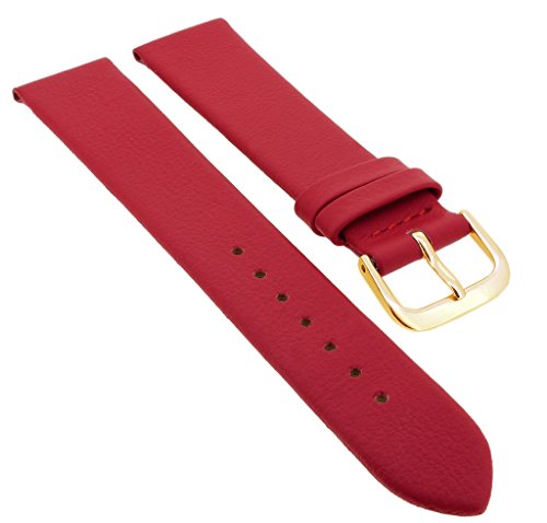 Minott Ersatzband Uhrenarmband aus Leder in rot ohne Naht > 33128, Stegbreite:10mm, Schließe:Gelbgolden von Minott
