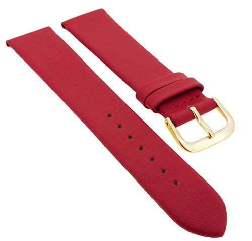 Minott Ersatzband Uhrenarmband aus Leder in rot ohne Naht > 33128, Stegbreite:12mm, Schließe:Gelbgolden von Minott