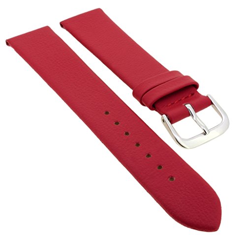 Minott Ersatzband Uhrenarmband aus Leder in rot ohne Naht > 33128, Stegbreite:20mm, Schließe:Silbern von Minott