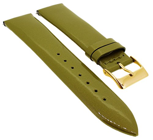 Minott Ersatzband glänzend aus Leder in grün mit Easy Click Federstegen > 33114, Stegbreite:14mm, Schließe:Gelbgolden von Minott
