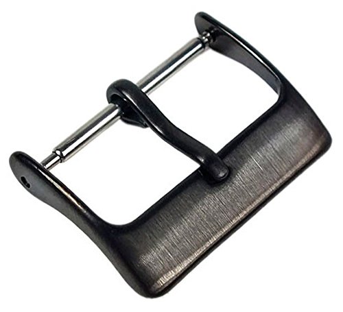 Minott Ersatzschließe Dornschließe Edelstahl Schließe IP schwarz für Lederarmbänder 6-24mm, Anstoß:18 mm von Minott