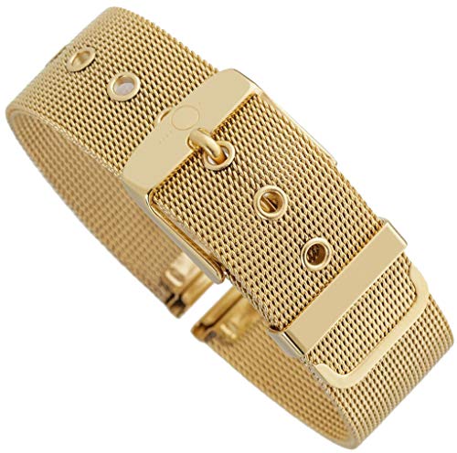 Minott Milanaise | Uhrenarmband Edelstahl Band gelbgoldfarben mit Dornschließe, Stegbreite:14mm von Minott