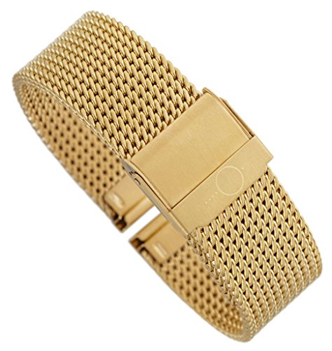 Minott Milanaise | Uhrenarmband Edelstahl Band gelbgoldfarben mit verstellbarem Verschluss 30674, Stegbreite:14mm von Minott