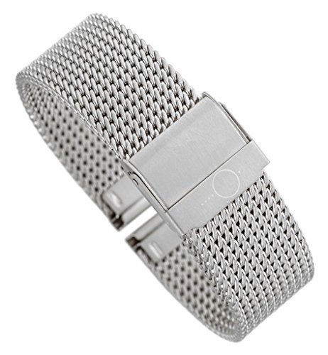 Minott Milanaise Uhrenarmband Edelstahl silberfarben Verstellbarer Verschluss, Stegbreite:18mm von Minott