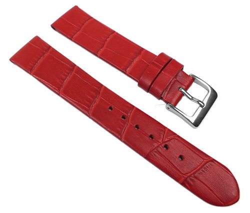 Eulit Rainbow Uhrenarmband Kalbsleder Band Rot 390_40S, Anstoß:16 mm von Minott