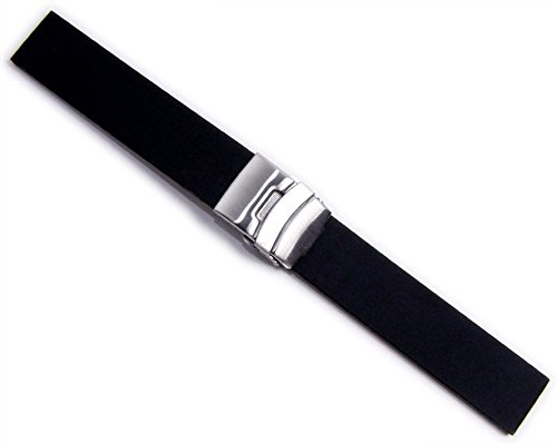 Minott Rubber Uhrenarmband Silikon Band schwarz Wasserfest 20975S, Stegbreite:20mm von Minott