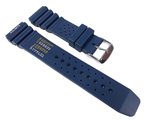 Minott Silikon Sport Diver Uhrenarmband für Taucheruhren aus weichem Silikon Blau 22330S, Stegbreite:22mm von Minott