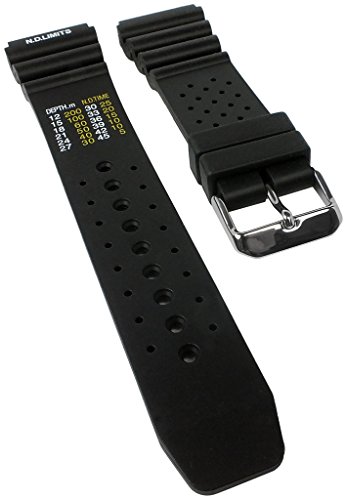 Minott Taucherband mit Dekompressionstabelle | Uhrenarmband Kunststoff Band schwarz weich 30821S, Stegbreite:24mm von Minott