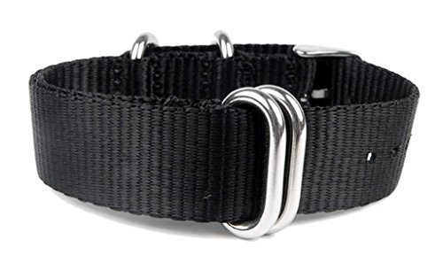 Minott Uhrenarmband Durchzugsband Textil Band schwarz 20951, Stegbreite:24mm von Minott