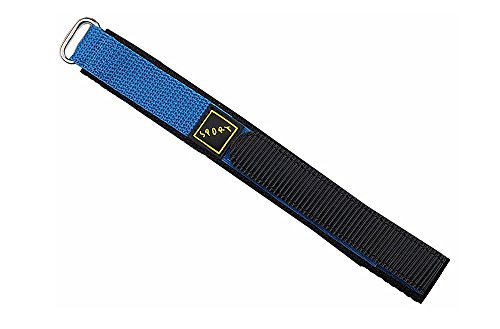Minott Uhrenarmband Klettband Textil Sportband schwarz oder schwarz/blau 18mm, Farbe:schwarz/blau von Minott