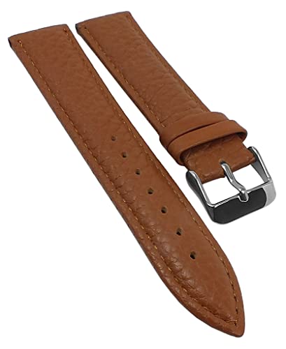 Minott Uhrenarmband Leder braun genarbt Ton in Ton Naht gepolstert, Stegbreite:18mm von Minott